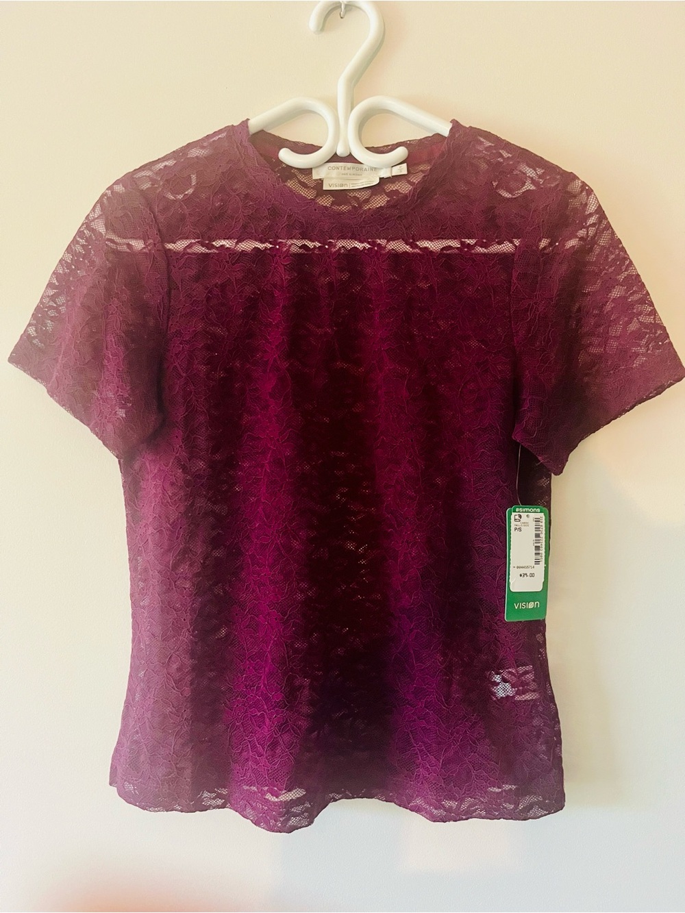Purple Lace Short-Sleeve Crewneck Top